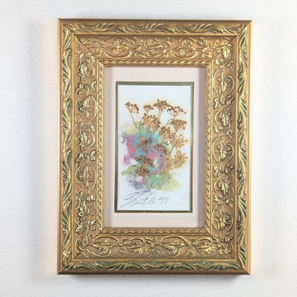 1990s Kathryn Reith Blake DILL Gourmet Garden Collection, Framed Dried Flower